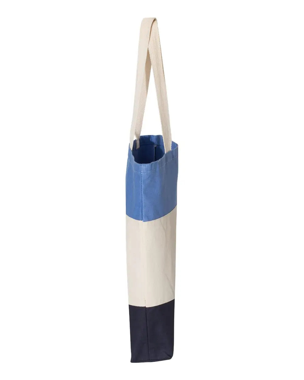 Q-tees Q125900 11l Tri-color Tote - Navy Natural Carolina Blue - Navy/ Natural/ / one Size Fits Most
