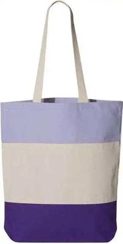 Q-tees Q125900 11l Tri-color Tote - Purple Natural Lavender