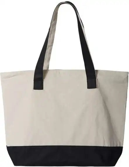 Q-tees Q1300 19l Zippered Tote - Natural Black - one Size Fits Most