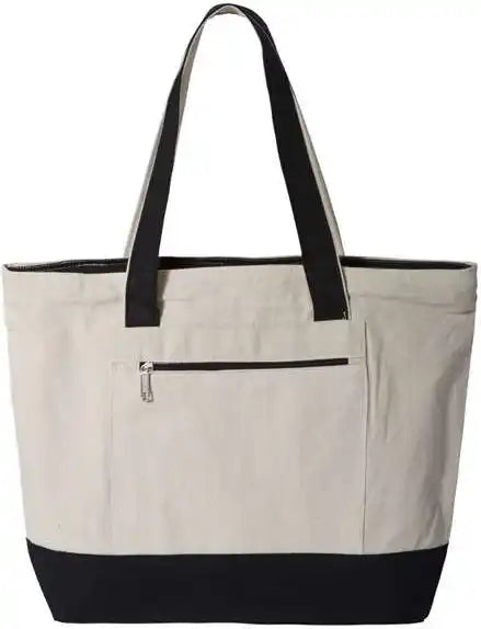 Q-tees Q1300 19l Zippered Tote - Natural Black - one Size Fits Most