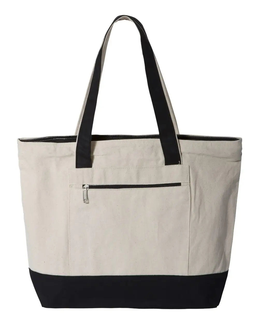Q-tees Q1300 19l Zippered Tote - Natural Black - one Size Fits Most