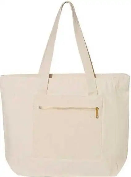 Q-tees Q1300 19l Zippered Tote - Natural - Ivory / one Size Fits Most