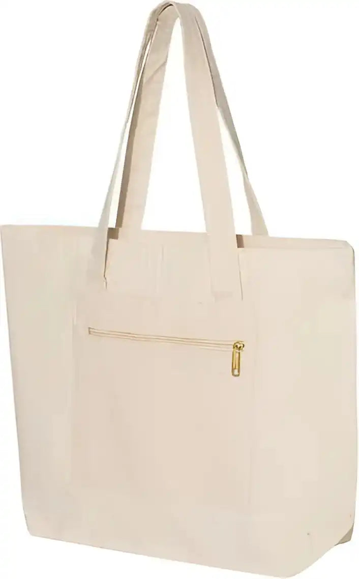 Q-tees Q1300 19l Zippered Tote - Natural - Ivory / one Size Fits Most