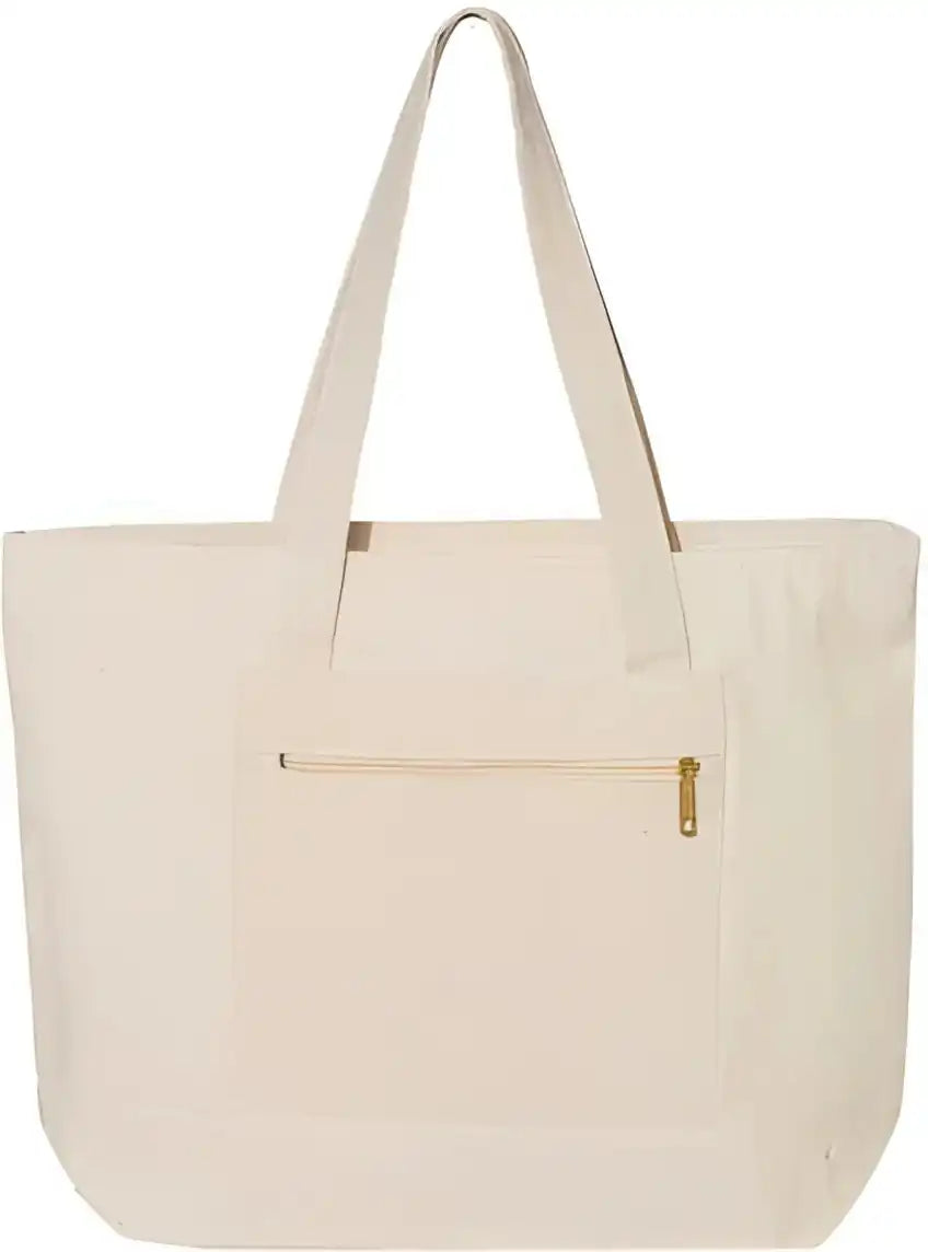 Q-tees Q1300 19l Zippered Tote - Natural - Ivory / one Size Fits Most