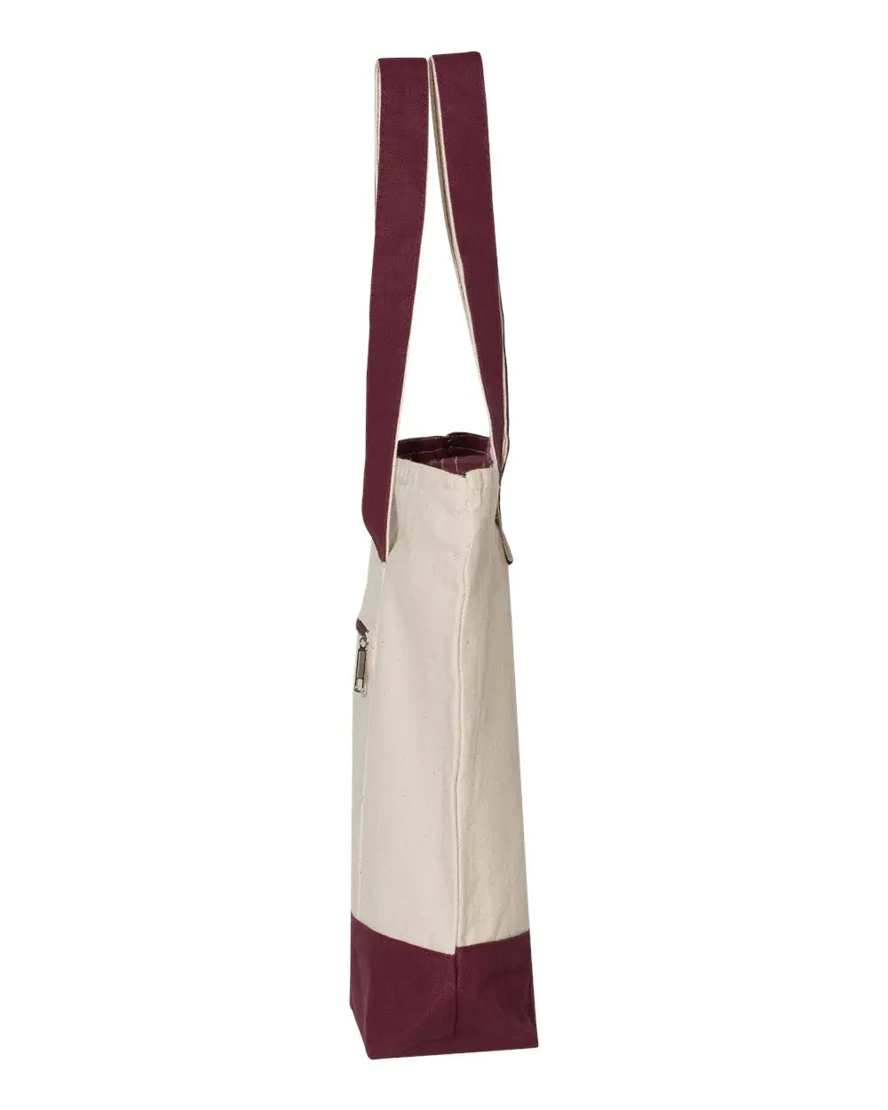 Q-tees Q1300 19l Zippered Tote - Natural Maroon - one Size Fits Most