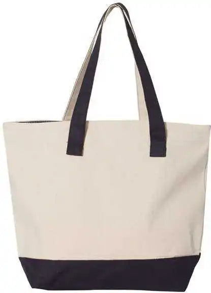 Q-tees Q1300 19l Zippered Tote - Natural Navy - Ivory / one Size Fits Most