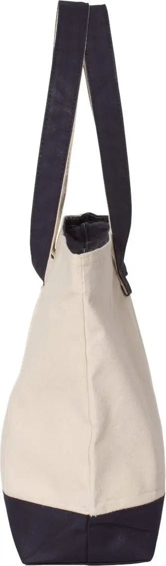 Q-tees Q1300 19l Zippered Tote - Natural Navy - Ivory / one Size Fits Most