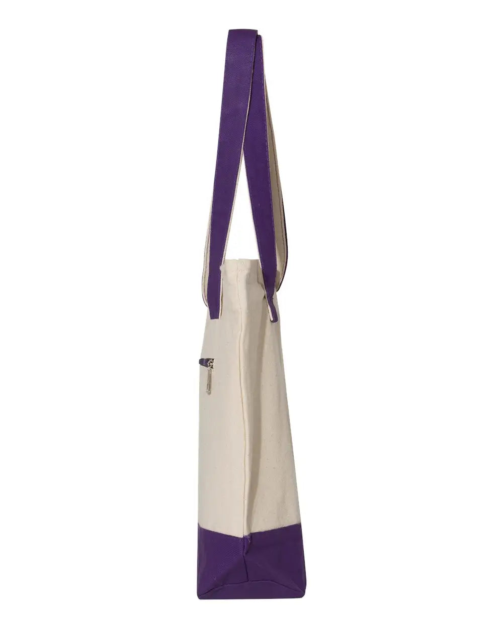 Q-tees Q1300 19l Zippered Tote - Natural Purple - one Size Fits Most