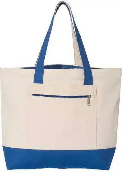 Q-tees Q1300 19l Zippered Tote - Natural Royal - one Size Fits Most