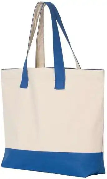 Q-tees Q1300 19l Zippered Tote - Natural Royal - one Size Fits Most