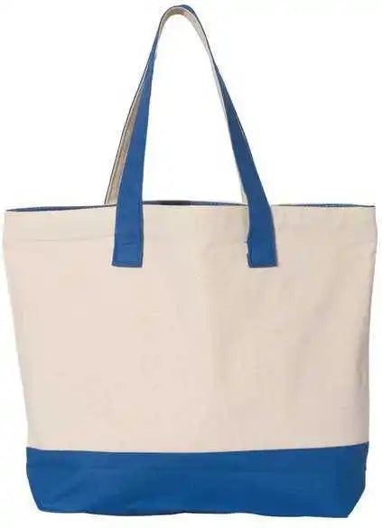 Q-tees Q1300 19l Zippered Tote - Natural Royal - one Size Fits Most