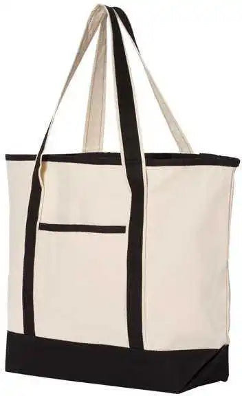Q-tees Q1500 34.6l Large Canvas Deluxe Tote - Natural Black - one Size Fits Most