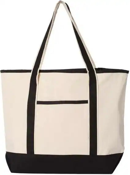 Q-tees Q1500 34.6l Large Canvas Deluxe Tote - Natural Black - one Size Fits Most