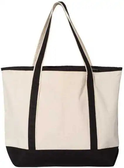 Q-tees Q1500 34.6l Large Canvas Deluxe Tote - Natural Black - one Size Fits Most