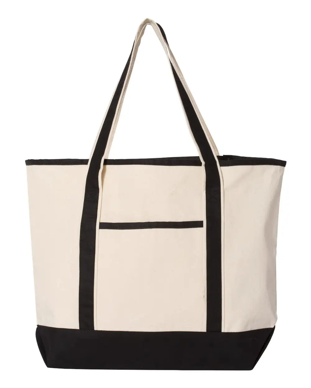 Q-tees Q1500 34.6l Large Canvas Deluxe Tote - Natural Black - one Size Fits Most