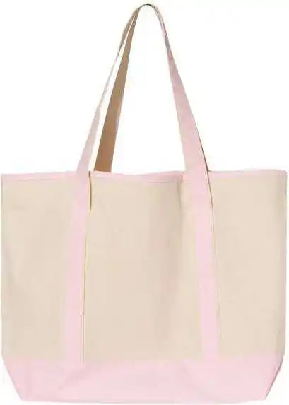 Q-tees Q1500 34.6l Large Canvas Deluxe Tote - Natural Light Pink - one Size Fits Most