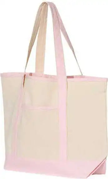 Q-tees Q1500 34.6l Large Canvas Deluxe Tote - Natural Light Pink - one Size Fits Most