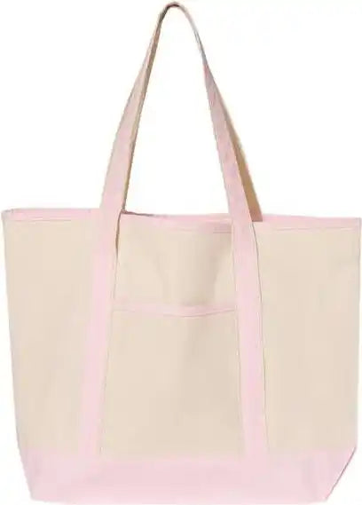 Q-tees Q1500 34.6l Large Canvas Deluxe Tote - Natural Light Pink - one Size Fits Most