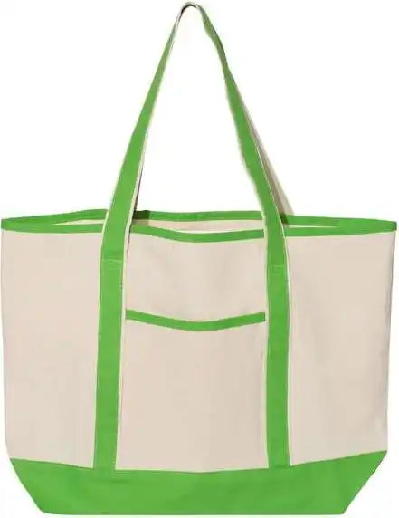 Q-tees Q1500 34.6l Large Canvas Deluxe Tote - Natural Lime - one Size Fits Most