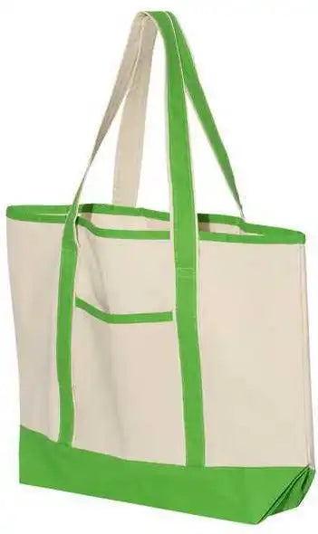 Q-tees Q1500 34.6l Large Canvas Deluxe Tote - Natural Lime - one Size Fits Most