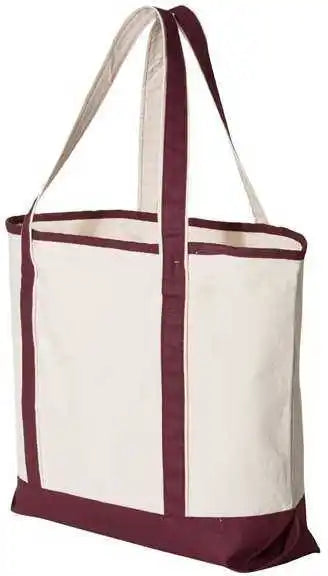 Q-tees Q1500 34.6l Large Canvas Deluxe Tote - Natural Maroon - one Size Fits Most