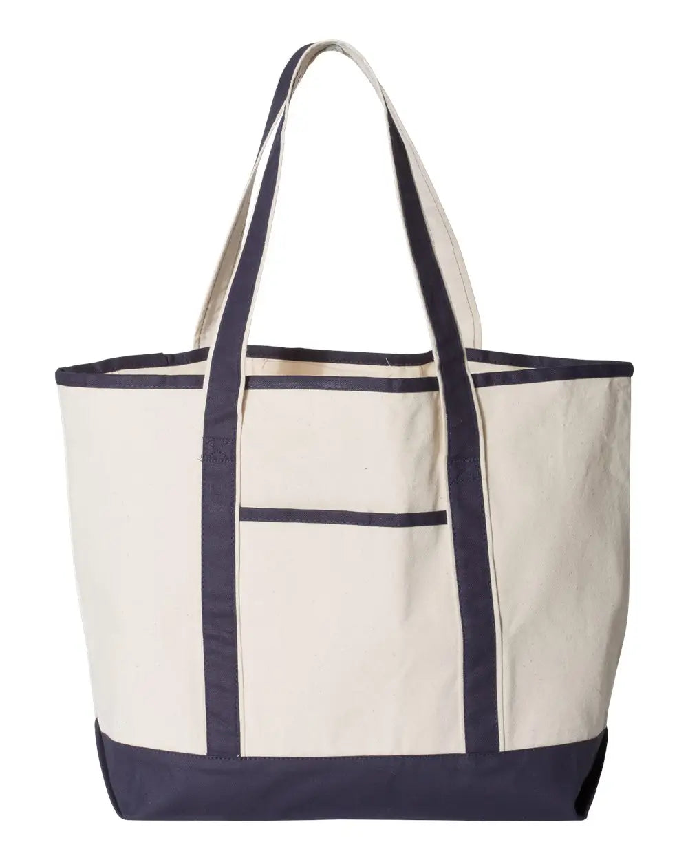 Q-tees Q1500 34.6l Large Canvas Deluxe Tote - Natural Navy