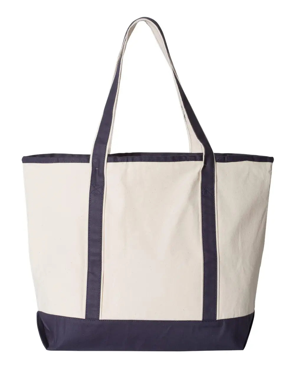 Q-tees Q1500 34.6l Large Canvas Deluxe Tote - Natural Navy