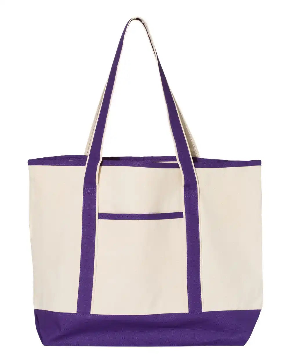 Q-tees Q1500 34.6l Large Canvas Deluxe Tote - Natural Purple - Natural/ / Osfa