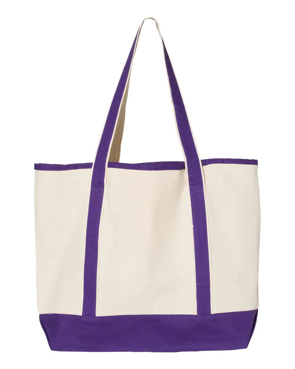 Q-tees Q1500 34.6l Large Canvas Deluxe Tote - Natural Purple - one Size Fits Most
