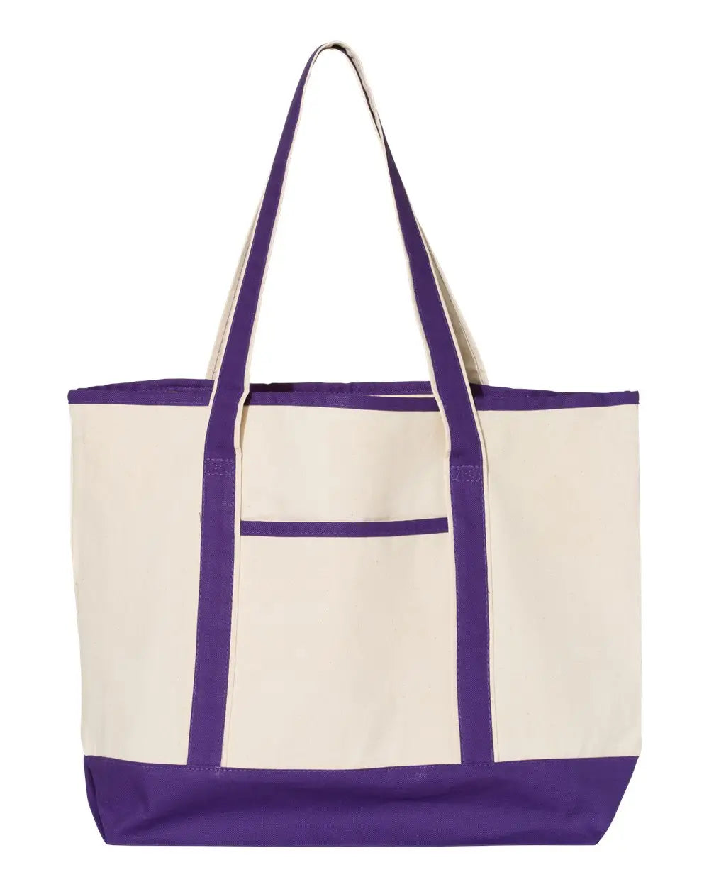 Q-tees Q1500 34.6l Large Canvas Deluxe Tote - Natural Purple - one Size Fits Most