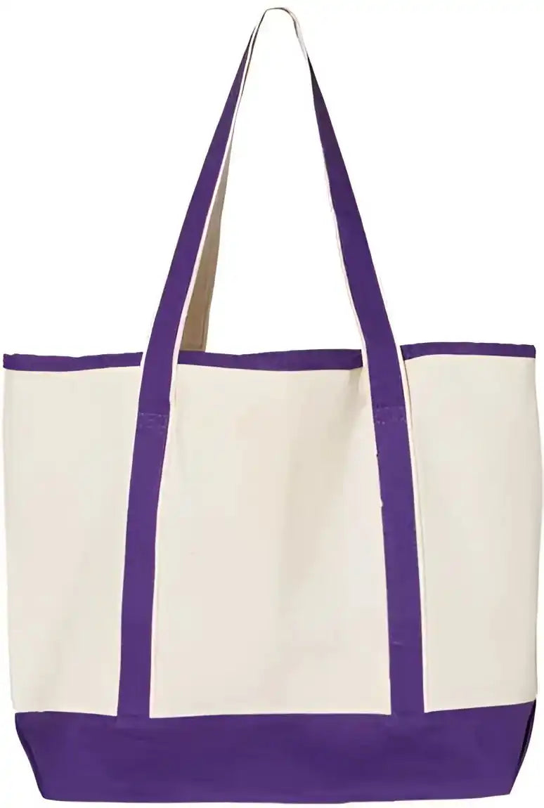 Q Tees Q1500 34.6l Large Canvas Deluxe Tote Natural Purple / one Size Fits Most