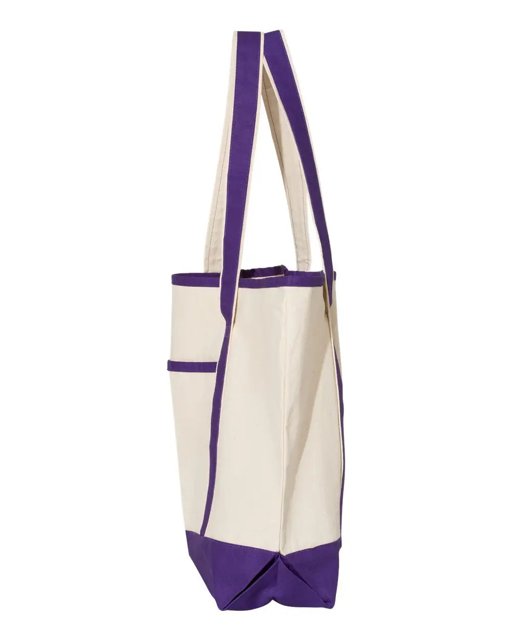 Q-tees Q1500 34.6l Large Canvas Deluxe Tote - Natural Purple - one Size Fits Most