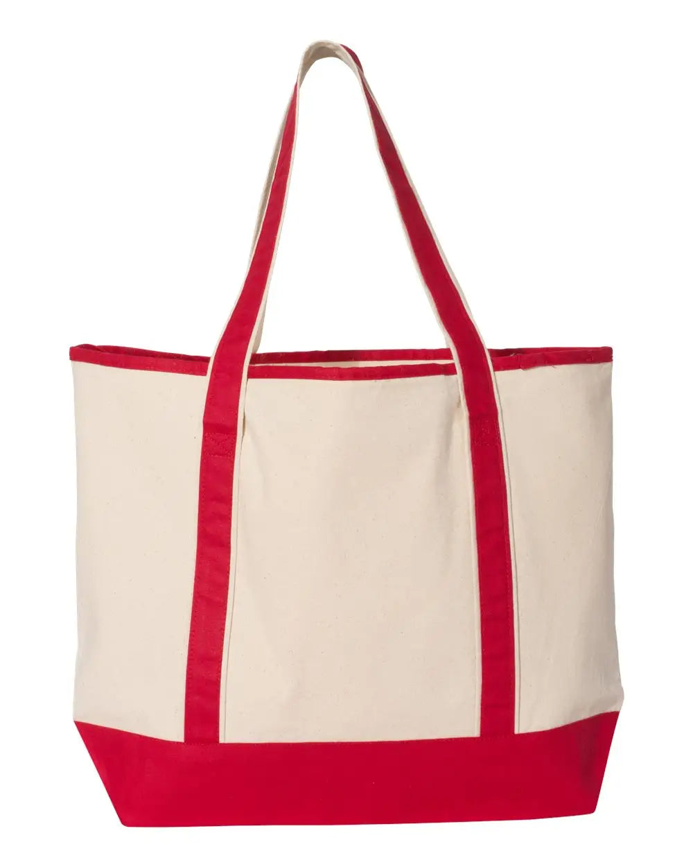 Q-tees Q1500 34.6l Large Canvas Deluxe Tote - Natural Red - Ivory / one Size Fits Most