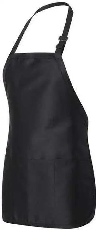 Q-tees Q4250 Full-length Apron with Pouch Pocket - Black - one Size Fits Most