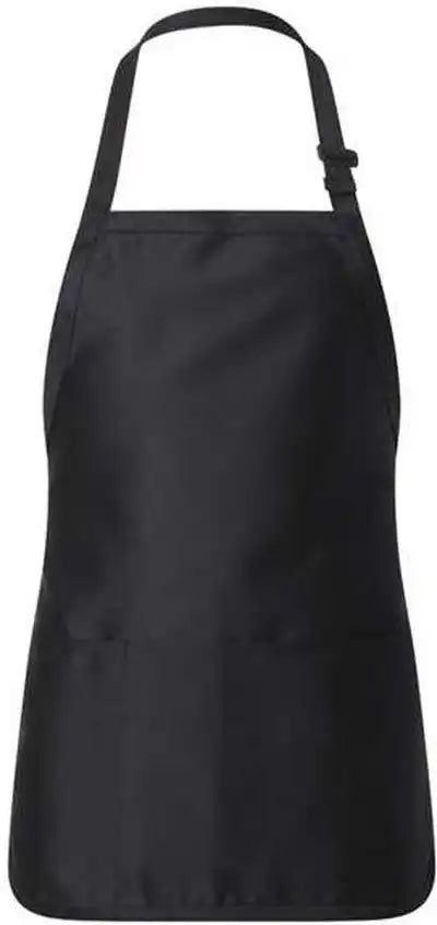 Q-tees Q4250 Full-length Apron with Pouch Pocket - Black - one Size Fits Most