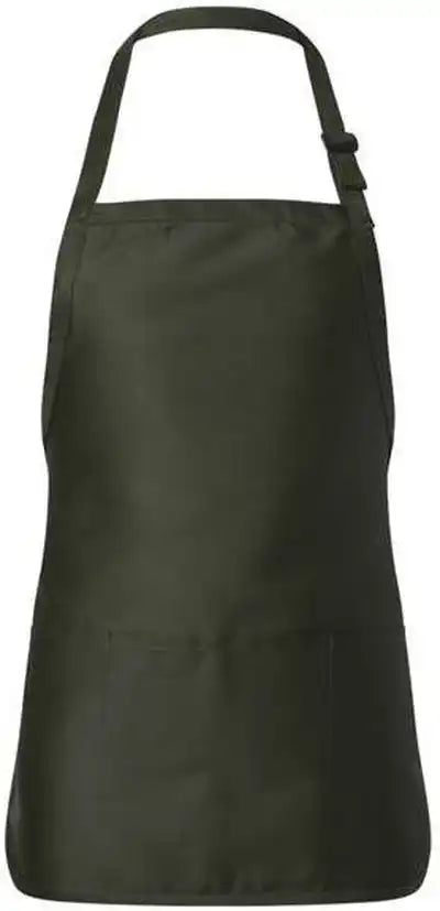 Q-tees Q4250 Full-length Apron with Pouch Pocket - Forest - one Size Fits Most