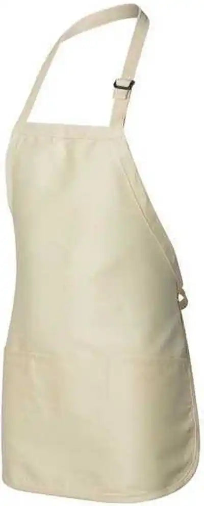 Q-tees Q4250 Full-length Apron with Pouch Pocket - Natural - one Size Fits Most