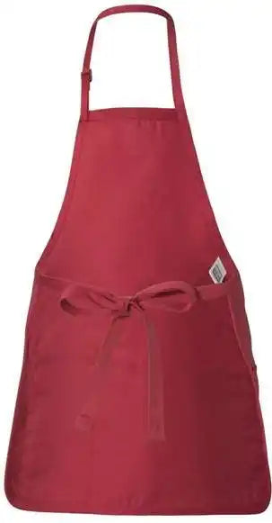 Q-tees Q4250 Full-length Apron with Pouch Pocket - Red - one Size Fits Most