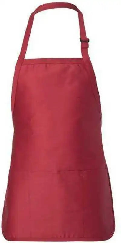 Q-tees Q4250 Full-length Apron with Pouch Pocket - Red - one Size Fits Most