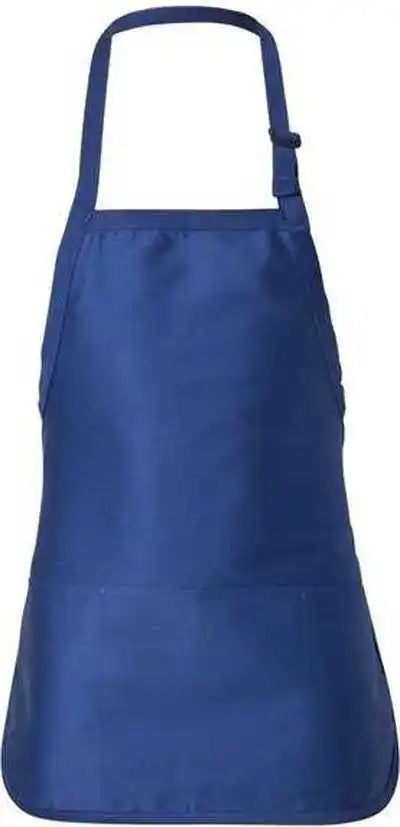 Q-tees Q4250 Full-length Apron with Pouch Pocket - Royal - one Size Fits Most