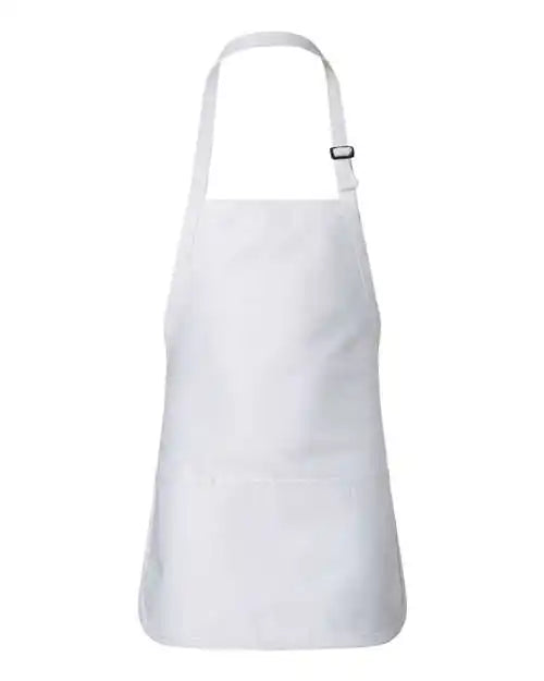 Q-tees Q4250 Full-length Apron with Pouch Pocket - White - one Size Fits Most