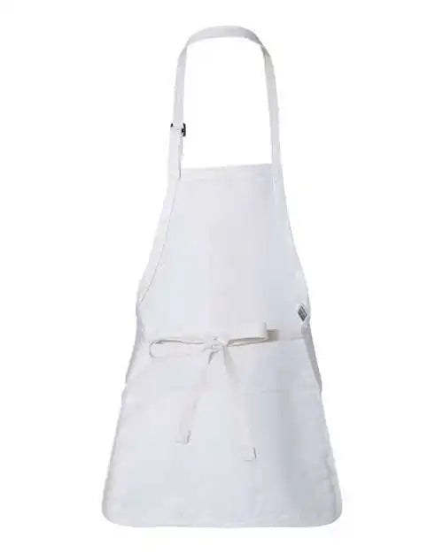 Q-tees Q4250 Full-length Apron with Pouch Pocket - White - one Size Fits Most