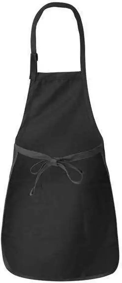 Q Tees Q4350 Full Length Apron with Pockets Black / one Size Fits Most