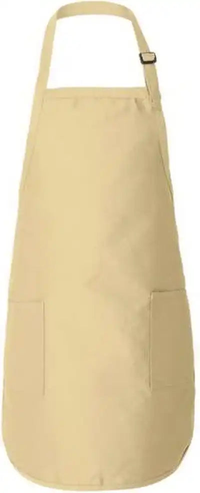 Q Tees Q4350 Full Length Apron with Pockets Natural / one Size Fits Most