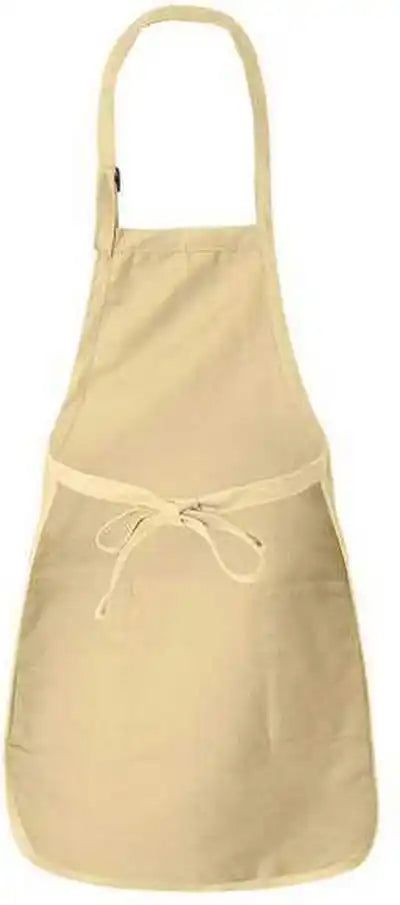 Q Tees Q4350 Full Length Apron with Pockets Natural / one Size Fits Most