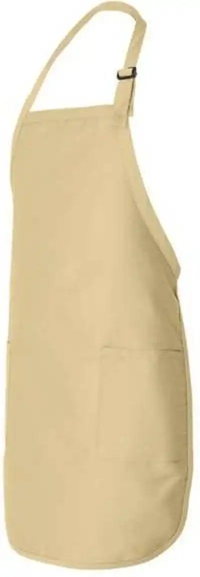 Q Tees Q4350 Full Length Apron with Pockets Natural / one Size Fits Most