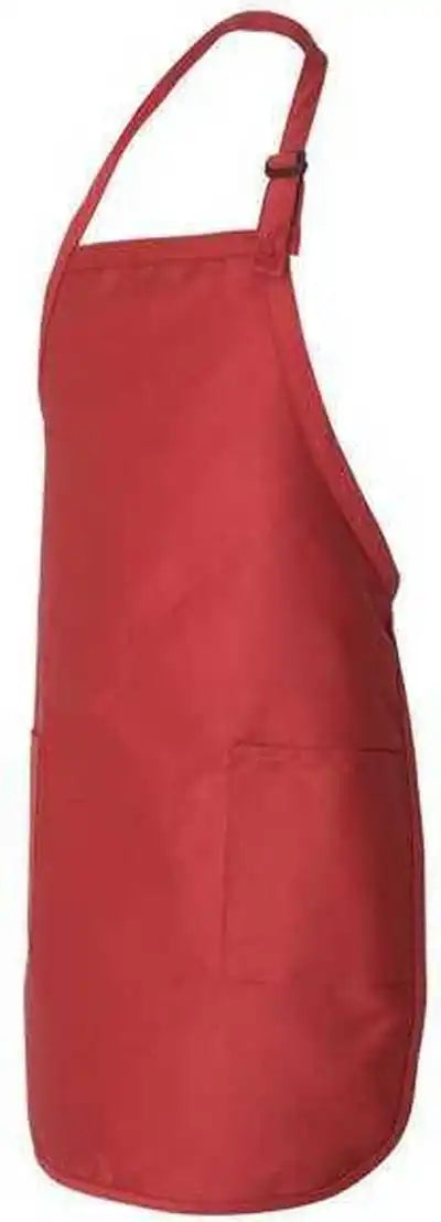 Q-tees Q4350 Full-length Apron with Pockets - Red - one Size Fits Most