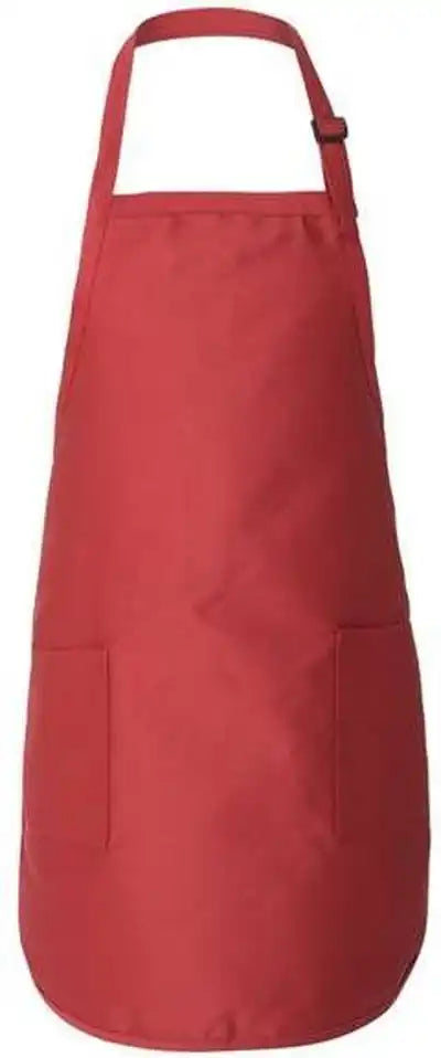 Q-tees Q4350 Full-length Apron with Pockets - Red - one Size Fits Most