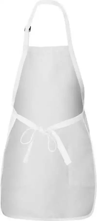 Q-tees Q4350 Full-length Apron with Pockets - White - one Size Fits Most