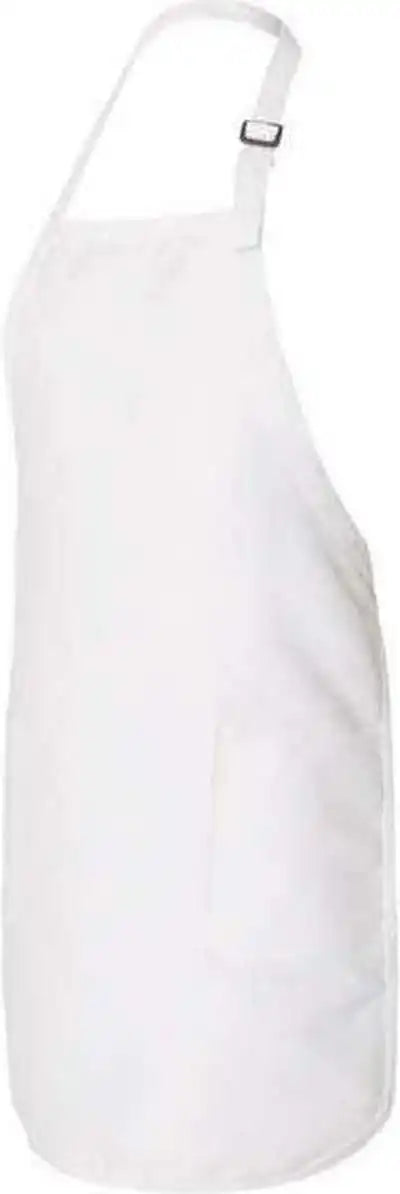 Q-tees Q4350 Full-length Apron with Pockets - White - one Size Fits Most
